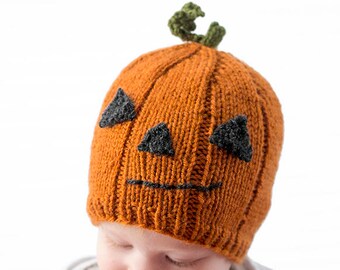 Pumpkin Hat KNITTING PATTERN / Pumpkin Hat Pattern / Jack o Lantern Hat / Funny Halloween Hat / My First Halloween / Baby Pumpkin Hats
