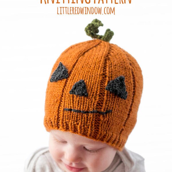 Pumpkin Hat KNITTING PATTERN / Pumpkin Hat Pattern / Jack o Lantern Hat / Funny Halloween Hat / My First Halloween / Baby Pumpkin Hats