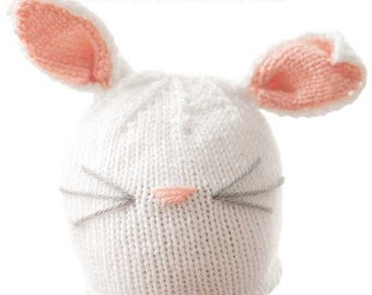 Easy Bunny Hat KNITTING PATTERN / Bunny Hat Pattern / Bunny Ears Hat / Bunny Baby Hat / Bunny Beanie / Knit Bunny Hat