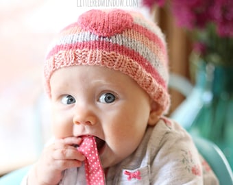 Valentine Baby Heart Hat KNITTING PATTERN / Heart Hat Pattern / Valentines Day Hat / First Valentines/Valentine Photo Prop/Valentines Outfit