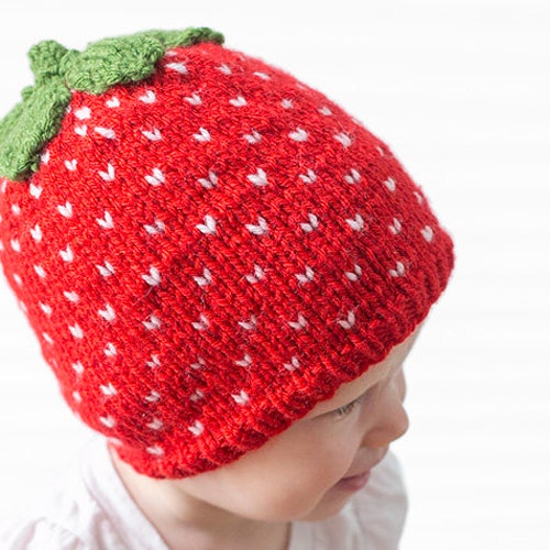 Baby Strawberry Hat KNITTING PATTERN / Fair Isle Knit Hat / Etsy