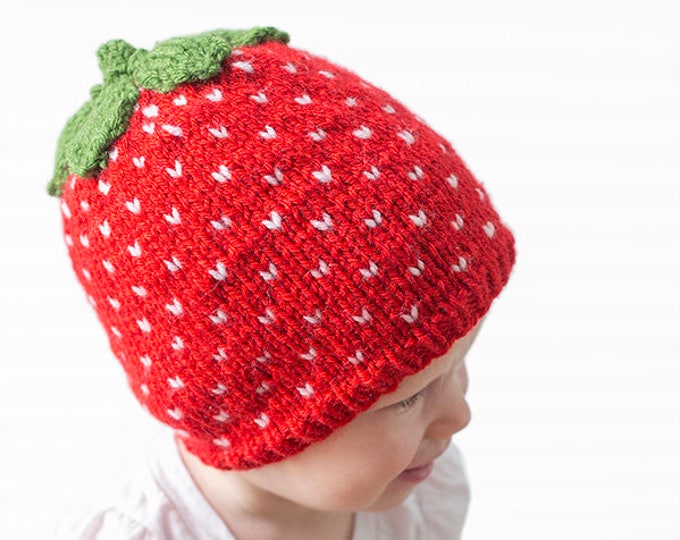 Baby Strawberry Hat KNITTING PATTERN / Fair Isle Knit Hat / Etsy