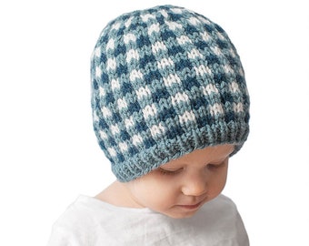 Gingham Hat KNITTING PATTERN / Gingham Pattern / Gingham Baby Hat / Fair Isle Knit Hat / Colorful Hat Pattern /Buffalo Check/Gingham Nursery