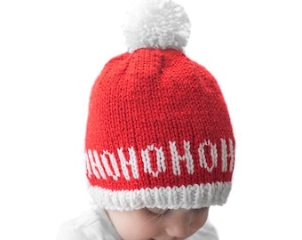 Ho Ho Ho Santa Hat KNITTING PATTERN / Ho Ho Ho Pattern / Santa Hat Pattern / Santa Hat Newborn / My First Christmas / Santa Hat for Infant