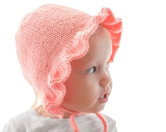 Baby Ruffle Bonnet KNITTING PATTERN // Ruffle Pattern // Knit Baby Bonnet Pattern // Knit Bonnet with Ruffles