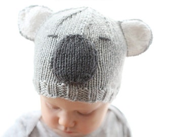 Koala Bear Hat Baby KNITTING PATTERN / Koala Bear Pattern / Koala Bear Gifts / Baby Koala Bear / Koala Bear Nursery / Australian Hat / Koala