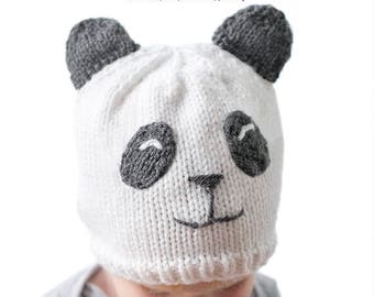 Baby Panda Hat KNITTING PATTERN / Panda Beanie / Panda Baby Hat / Panda Bear Hat / Panda Outfit / Panda Bear Nursery / Knit Panda Hat