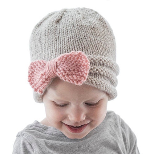 Gathered Bow Hat KNITTING PATTERN // Knit Bow Pattern for Etsy