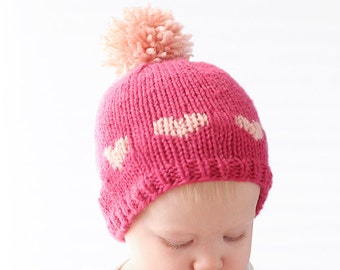 Heart Hat KNITTING PATTERN / Heart Hat Pattern / Valentine Hat / Valentine Outfits / Baby Valentine Hat / Baby Heart Hat/Valentine's Day Hat