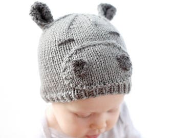 Baby Hippo Hat KNITTING PATTERN / Hippopotamus Hat / Hippopotamus Gift / Hippopotamus Kids / Hippo Nursery Decor / Hippo Beanie /