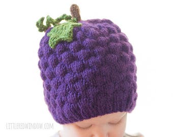 Baby Grape Hat KNITTING PATTERN / Knit Grape Hat Pattern / Grape