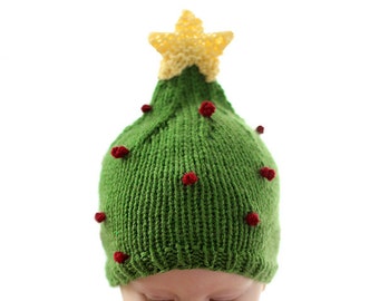 Christmas Tree Hat KNITTING PATTERN / My First Christmas / First Christmas Hat / Funny Christmas Tree/Baby Christmas Hat/Knit Christmas Gift