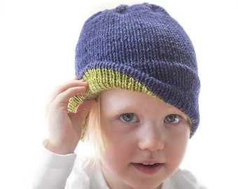 Easy Double Brim Hat KNITTING PATTERN / Warm Hat Pattern / Warm Baby Hat / Brimmed Hat Pattern /Easy Knit Baby Hat/ Easy Beanie Pattern