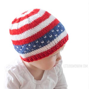 4th of July Baby Hat KNITTING PATTERN / American Flag Hat / Patriotic Baby Hat / First Fourth of July / My First Fourth / 4th of July Outfit image 4