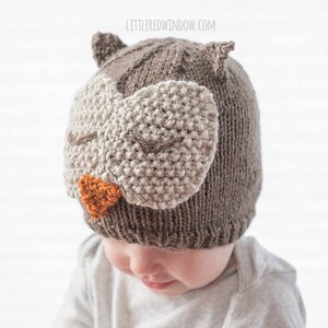 Owl Hat KNITTING PATTERN / Owl Hat Pattern / Knit Owl Hat Pattern / Knit Owl Hat / Sleepy Owl Hat / Owl Hat Baby / Baby Owl Beanie / Owl Hat image 4