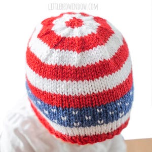 4th of July Baby Hat KNITTING PATTERN / American Flag Hat / Patriotic Baby Hat / First Fourth of July / My First Fourth / 4th of July Outfit image 2