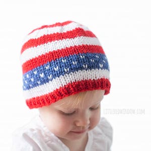 4th of July Baby Hat KNITTING PATTERN / American Flag Hat / Patriotic Baby Hat / First Fourth of July / My First Fourth / 4th of July Outfit image 3