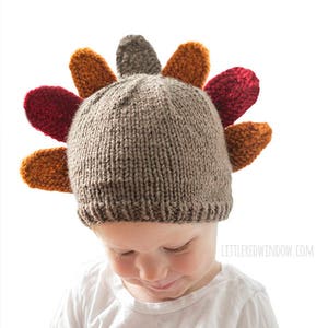 Thanksgiving Turkey Hat KNITTING PATTERN pour bébés et tout-petits / Turkey Hat Pattern / Newborn Turkey Hat /1st Thanksgiving/Knit Turkey Hat image 3