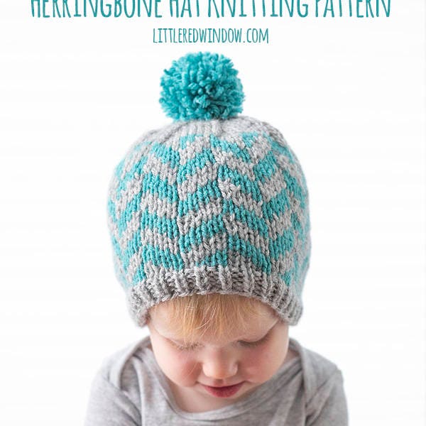 Herringbone Hat KNITTING PATTERN / Herringbone Pattern / Fair Isle Pattern / Modern Baby Hat/ Herringbone Nursery / Herringbone Baby Hat