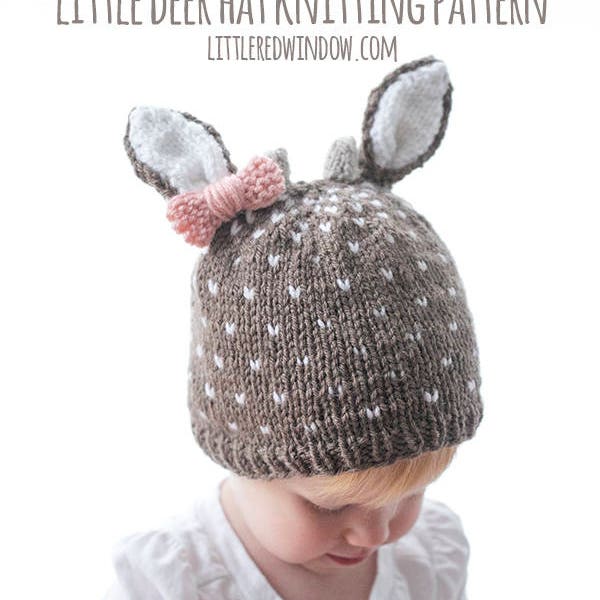 Little Deer Hat KNITTING PATTERN / Baby Girl Deer Hat / Baby Buck Deer Hat / Deer Baby Outfit / Newborn Deer Hat / Hat with Ears / Deer Hat