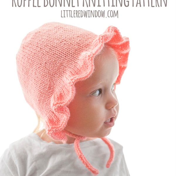 Baby Ruffle Bonnet KNITTING PATTERN // Ruffle Pattern // Knit Baby Bonnet Pattern // Knit Bonnet with Ruffles