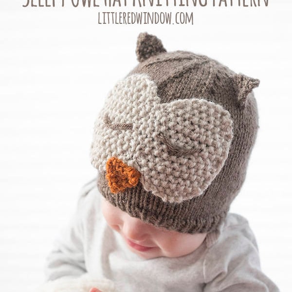 Owl Hat KNITTING PATTERN / Owl Hat Pattern / Knit Owl Hat Pattern / Knit Owl Hat / Sleepy Owl Hat / Owl Hat Baby / Baby Owl Beanie / Owl Hat