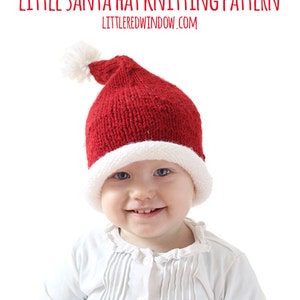 Baby Santa Hat KNITTING PATTERN / Santa Hats for Kids / Santa Hat Newborn / Santa Hat Pattern / My First Christmas / Santa Hat for Infant image 1