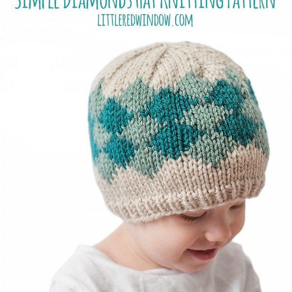 Simple Diamond Hat KNITTING PATTERN / Diamond Pattern / Colorful Baby Hat / Geometric Baby Hat/Geometric Pattern/Geometric Fair isle/