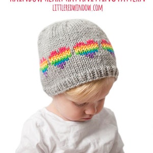 Baby Rainbow Heart Hat KNITTING PATTERN / Heart Hat Pattern / Valentine Hat / Baby Heart Hat/ Rainbow Heart / Gay Pride Hat / Rainbow Baby