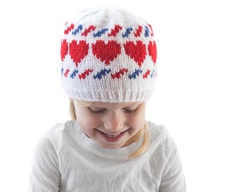 Love Letter Airmail Hat KNITTING PATTERN / Heart Hat Pattern / Airmail Pattern / Valentines Day Knitting Pattern