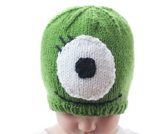Monster Hat KNITTING PATTERN / Monster Hat Pattern / Baby Halloween Hat Pattern / Green Monster Hat Knitting Pattern