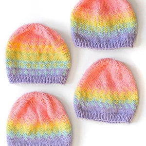 Rainbow Fades Hats KNITTING PATTERN / Rainbow Baby Bonnet - Etsy