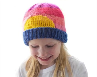 Sunrise Sunset Hat KNITTING PATTERN / Knit Sun Hat Pattern / Sunrise Hat Pattern /Sunset Pattern / Duplicate Stitch Knitting Pattern