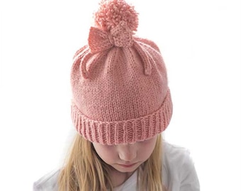 Pom Pom Bow KNITTING PATTERN / Bow Hat Knitting Pattern / Baby Girl Hat Knitting Pattern