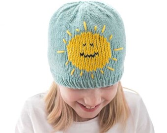 Sunshine Hat KNITTING PATTERN / Knit Sun Hat Pattern / Smiling Sun Hat Knitting Pattern
