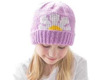 Darlin' Daisy Hat KNITTING PATTERN / Flower Hat Pattern / Daisy Duplicate Stitch Knitting Pattern / Spring Knitting Pattern