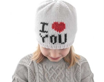 I HEART YOU Hat Knitting Pattern / Duplicate Stitch Pattern / Valentine's Day Knitting Pattern / I Love You Hat Knitting Pattern