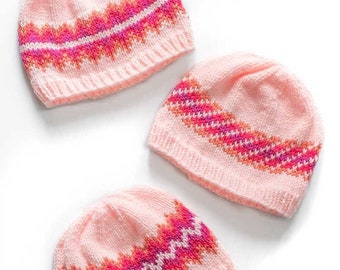 Fiery Fades Hats KNITTING PATTERN /  Fair Isle Knitting Pattern / Colorful Hat Knitting Pattern