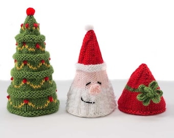 Santa Trees KNITTING PATTERN SET / Christmas Knitting Pattern / Winter Knitting Pattern / Christmas Tree Knitting Pattern