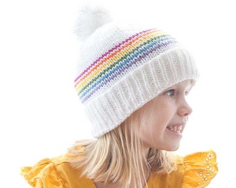 Mini Rainbow Stripe Hat KNITTING PATTERN / Easy Beanie Pattern / Rainbow Baby Knitting Pattern / Rainbow Baby Hat Pattern