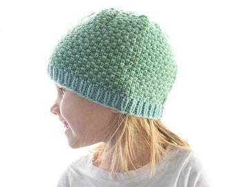 Tri Color Linen Stitch Baby Hat KNITTING PATTERN / Mosaic Knitting Pattern / Linen Stitch Hat Pattern