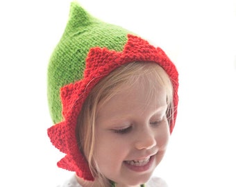 Elf Pixie Bonnet Hat KNITTING PATTERN / Christmas Pixie Bonnet Pattern / Christmas Bonnet Knitting Pattern