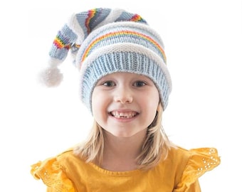 Rainbow Striped Stocking Cap KNITTING PATTERN / Stocking Cap Pattern / Rainbow Hat Knitting Pattern / Striped Hat Knitting Pattern