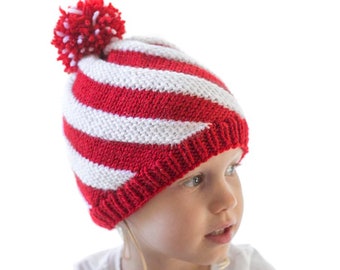 Peppermint Twist Hat KNITTING PATTERN Candy Cane Pattern Swirl