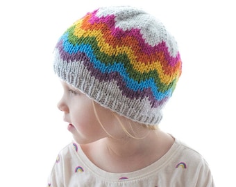 Rainbow Waves Hat KNITTING PATTERN / Rainbow Pattern / Rainbow Baby Hat Knitting Pattern