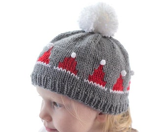 Classic Santa Hats KNITTING PATTERN / Santa Hats Pattern / Knit Santa Hats for Babies / Santa Hat Fair Isle Pattern