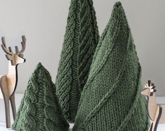 Knit Christmas Trees KNITTING PATTERN / Christmas Knitting Pattern / Winter Knitting Pattern / Knit Christmas Gift Idea