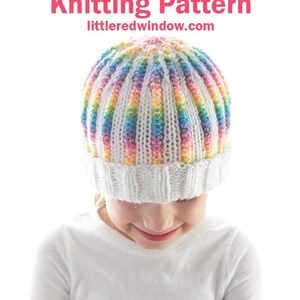 Rainbow Rib Hat KNITTING PATTERN / Rainbow Pattern / Rainbow Hat Knitting Pattern / Ribbed Hat Knitting Pattern