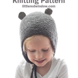 Baby Bear Bonnet KNITTING PATTERN with ears / Bear Bonnet Pattern / Baby Bonnet Knitting Pattern with Ears / Garter Stitch Bonnet Pattern