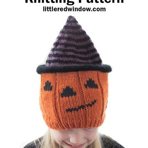 Witchy Pumpkin Hat KNITTING PATTERN / Jack O Lantern Hat Knitting Pattern / Witch Hat Knitting Pattern